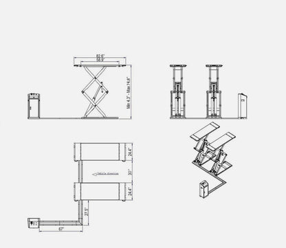 KT-X95 8,000 lbs Full Rise Scissor Lift
