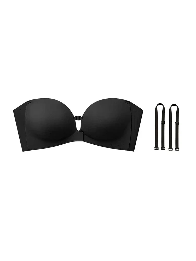 No-Slip Front Closure Push-Up Strapless Bra