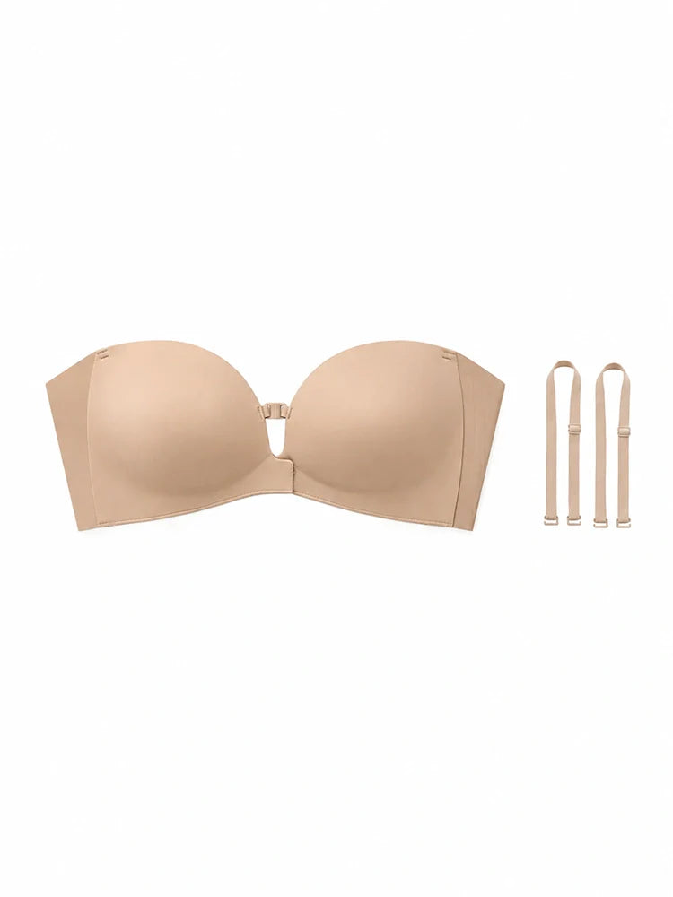 No-Slip Front Closure Push-Up Strapless Bra