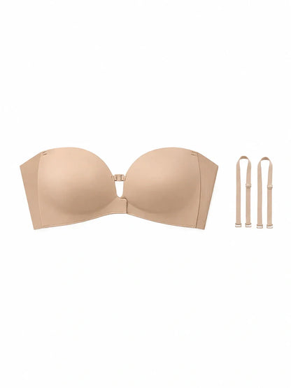 No-Slip Front Closure Push-Up Strapless Bra