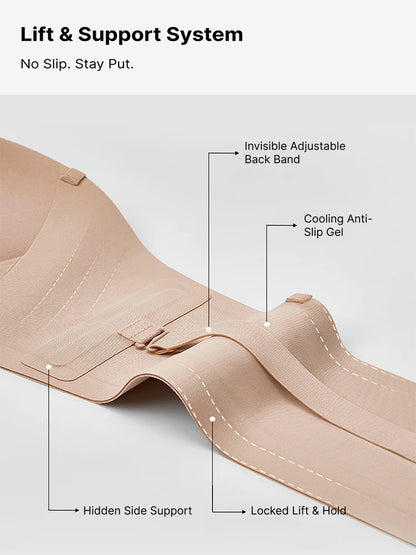 No-Slip Front Closure Push-Up Strapless Bra
