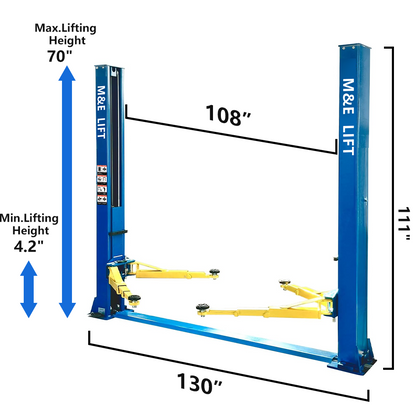 M&E ME-H90S 9000 lbs Two Post Car Lift