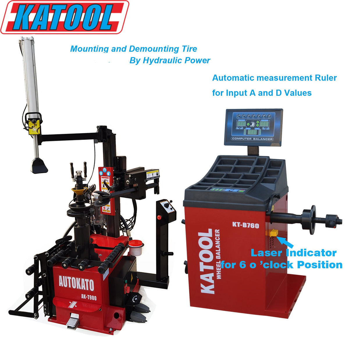 KATOOL AK-T900 Tire Changer & KT-B760 Wheel Balancer Combo